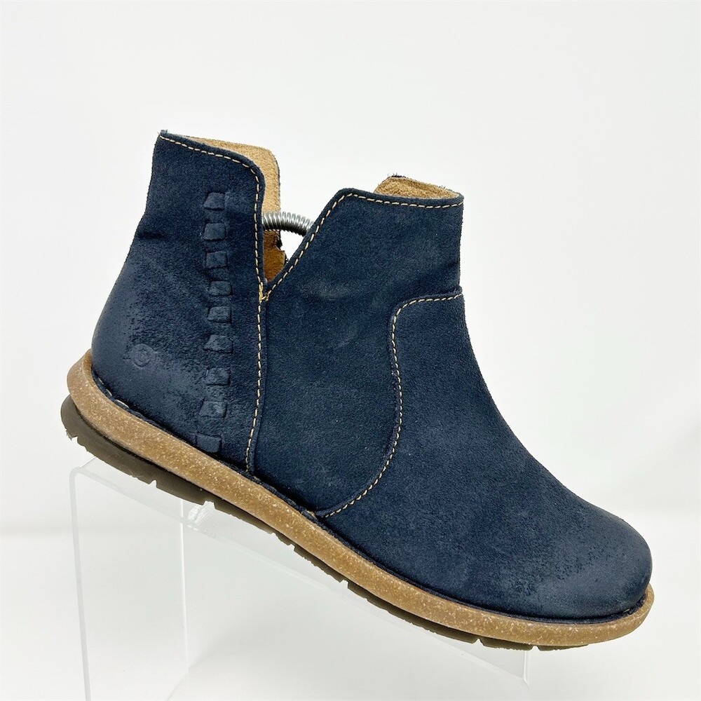 Børn Taj Womens Ankle Booties Blue Distressed Side Zip Round Toe Flat Size 11